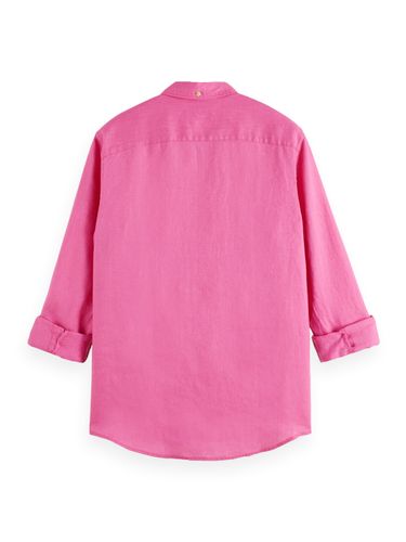 SCOTCH & SODA Linen shirt with sleeve roll-up, Cerise