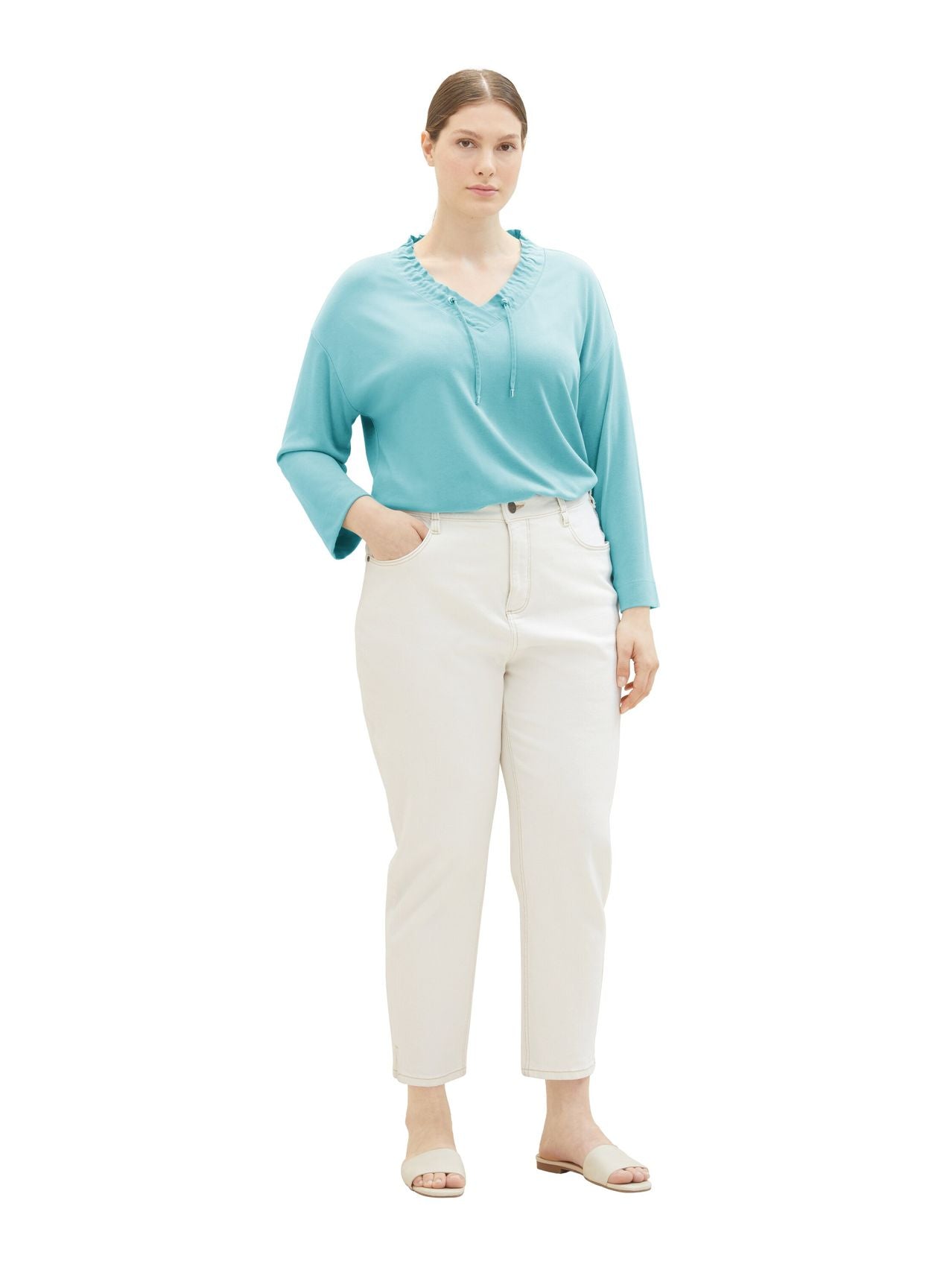 TOM TAILOR Plus Size - Langarmshirt mit V-Ausschnitt