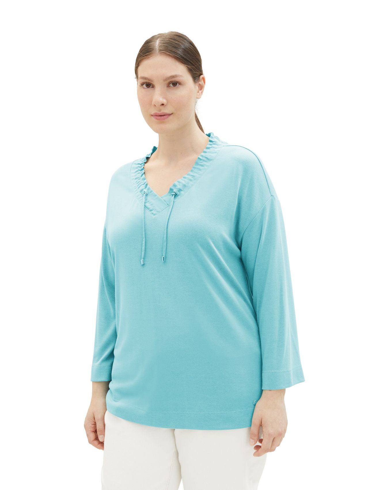 TOM TAILOR Plus Size - Langarmshirt mit V-Ausschnitt