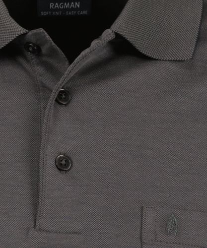 RAGMAN Softknit-Polo mit Brusttasche, Langarm