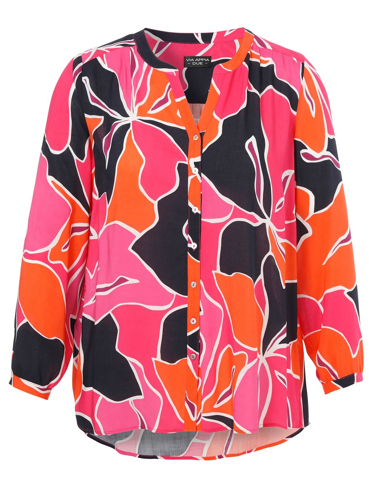 VIA APPIA Bluse V-Ausschnitt 1/1 Arm Druck 46