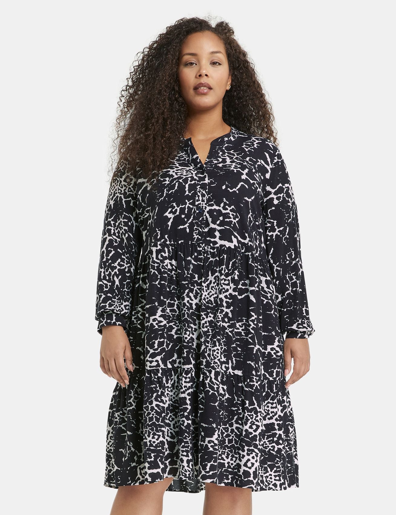 SAMOON Ausgestelltes Stufenkleid mit Unterkleid