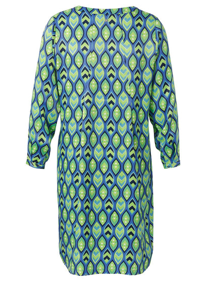 FRAPP Kleid V-Ausschnitt 1/1 Arm Druck