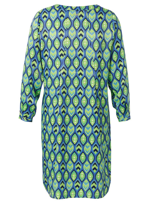 FRAPP Kleid V-Ausschnitt 1/1 Arm Druck