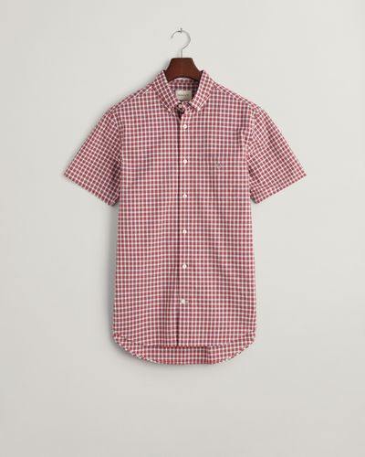 GANT Regular Fit Popeline Kurzarmhemd mit Mini-Karomuster